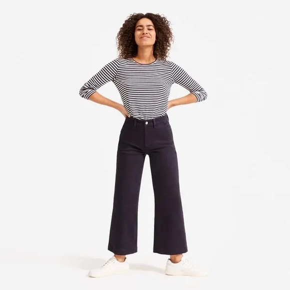 Everlane Denim - Everlane Black High Rise Wide Leg Crop Pant